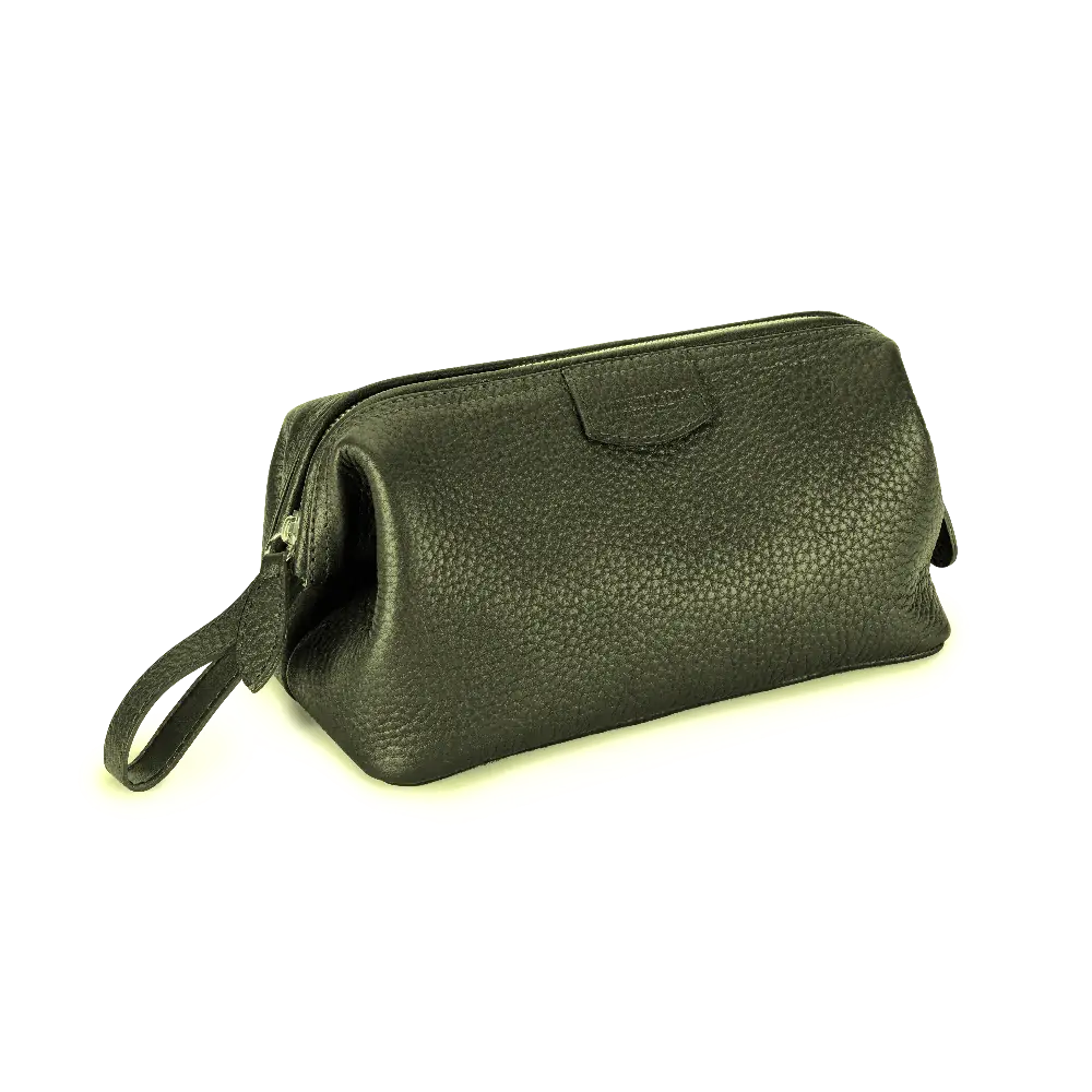 Green Gentleman's Wash bag from Vegetable Dyed Calfskin