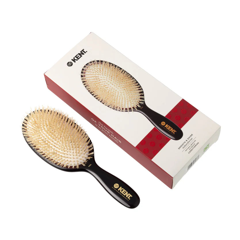 Classic Shine Large Soft White Pure Bristle Hairbrush CSGL