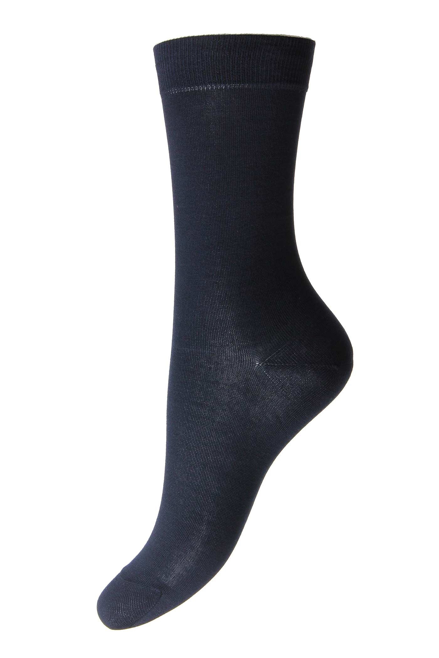 Poppy Navy Cotton Lisle Women's Socks Medium (EU 37 - 41)