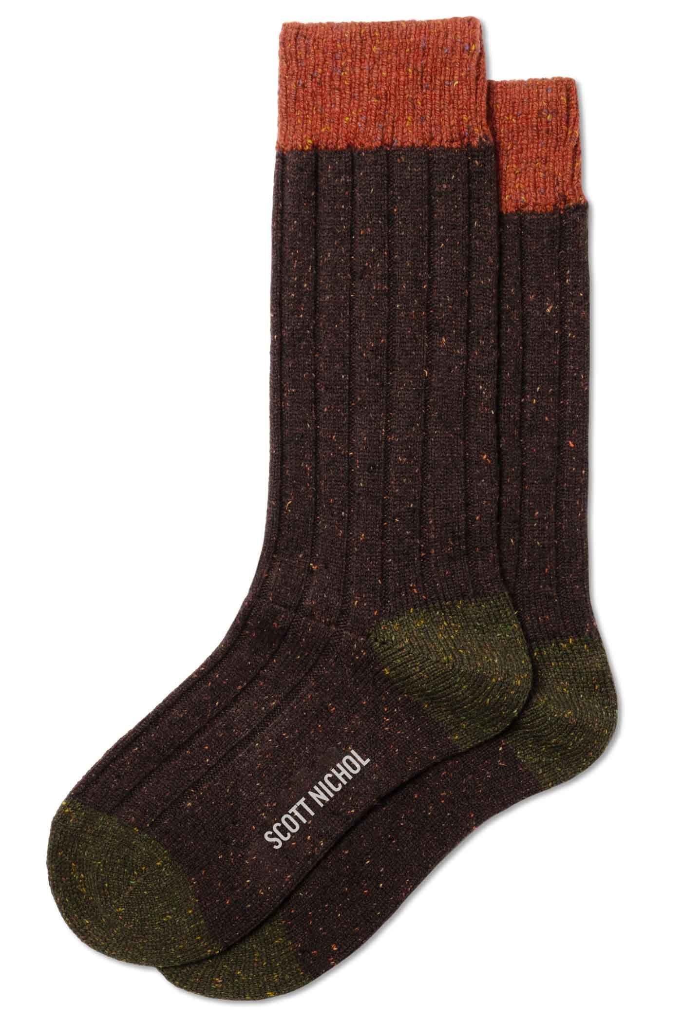 Thornham Dark Brown Wool Men's Socks