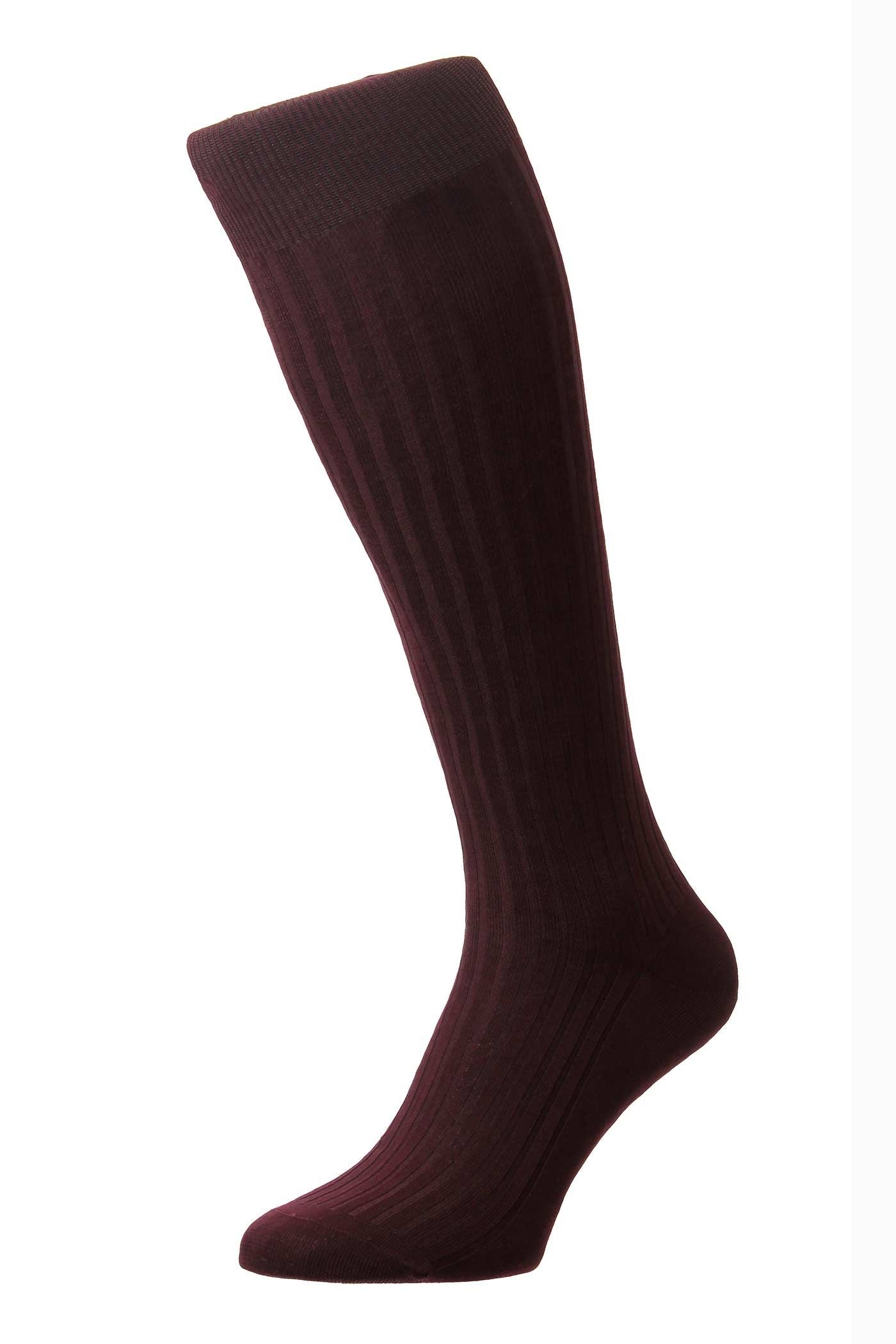 Men's Socks - Danvers (6614) 5x3 Rib Fil d'Ecosse / Cotton Lisle - BURGUNDY