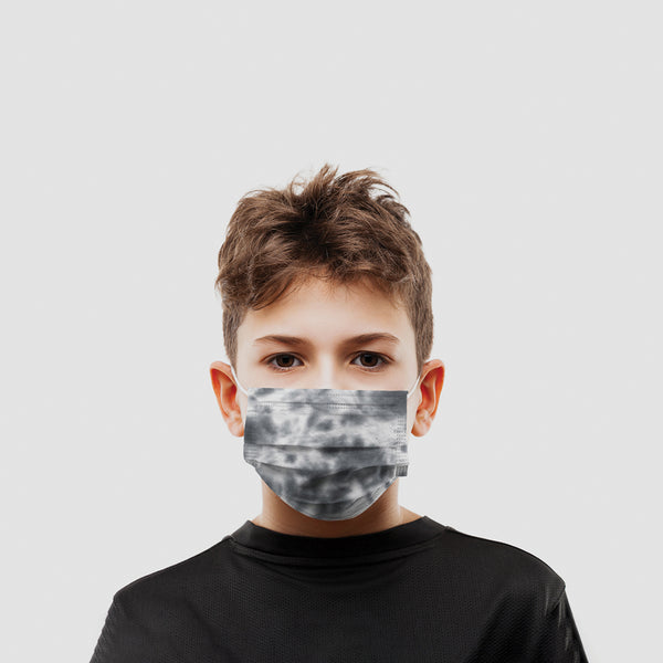 Kids Single Use Surgical Face Mask EN 14683 (Pack of 5pcs) Grey Tie Dye